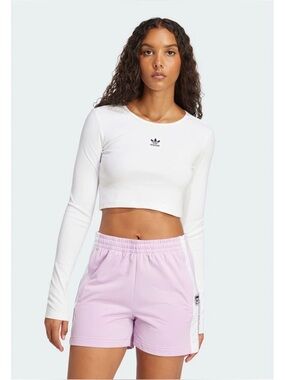 NWT Adidas Women's Essentials White Long-Sleeve Cropped Top Large